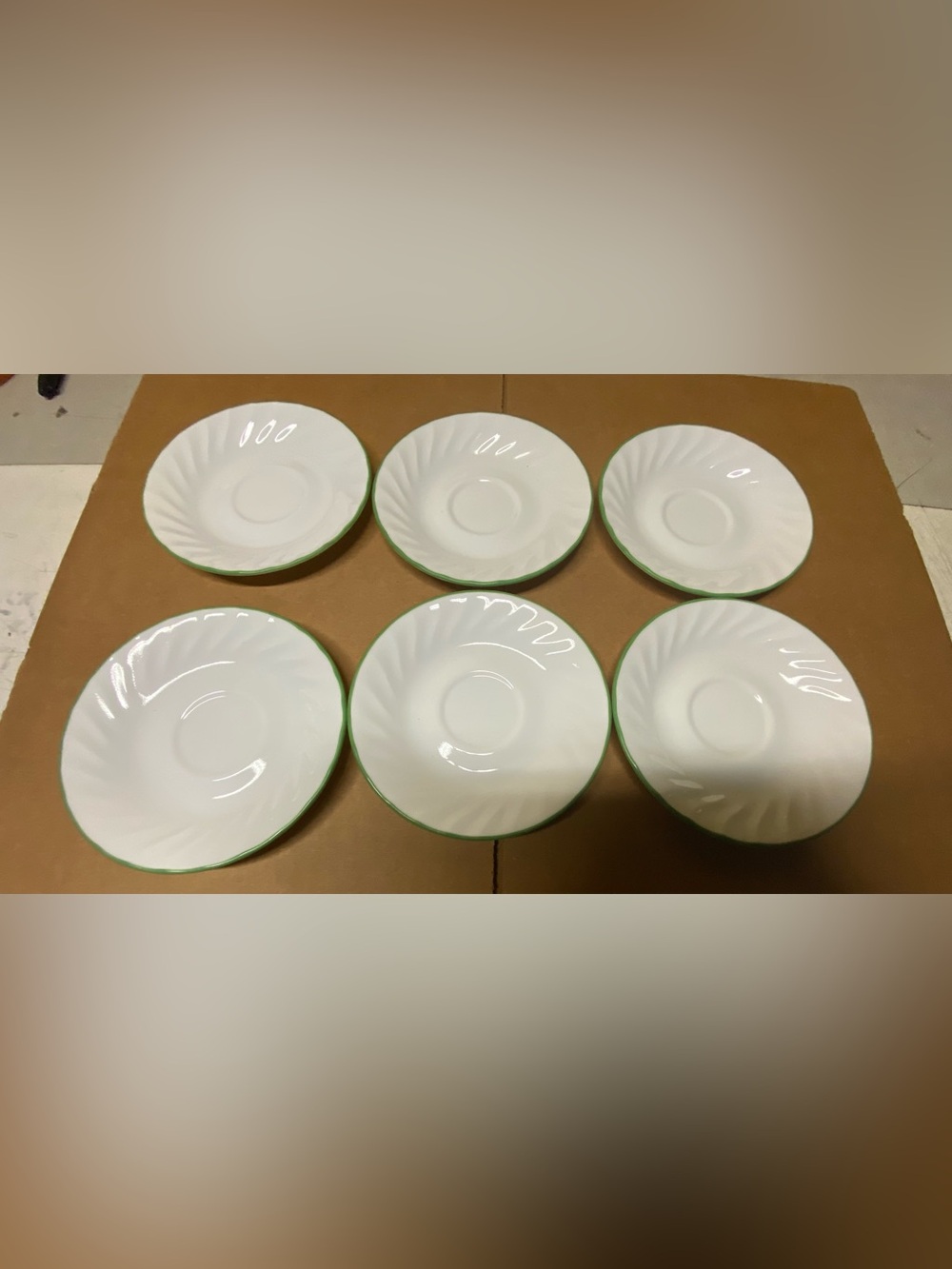 6 Corelle Chutney or Green Callaway Ivy Swirl 6 1/2” Saucer Plates